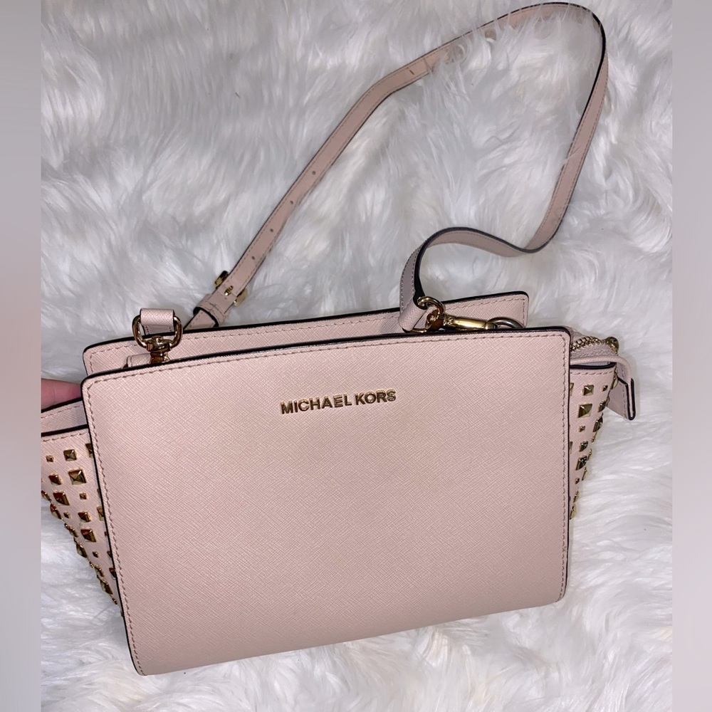 Michael Kors blush pink studded crossbody purse